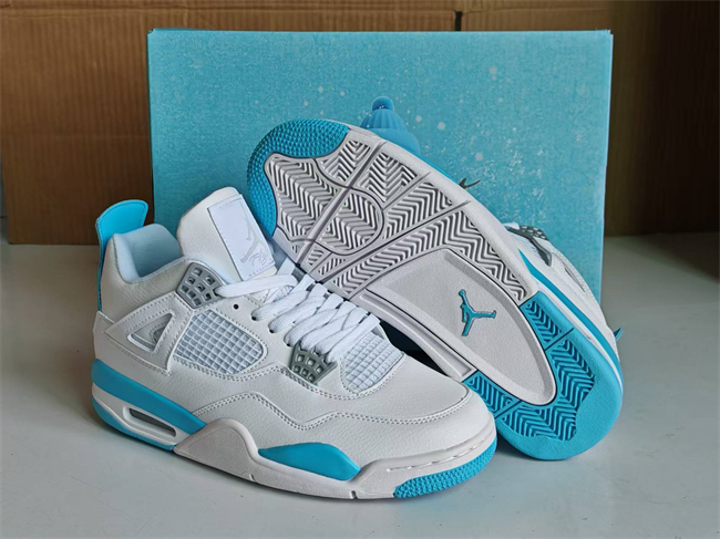 Women's Running weapon Jordan 4 White/Blue Shoes 050